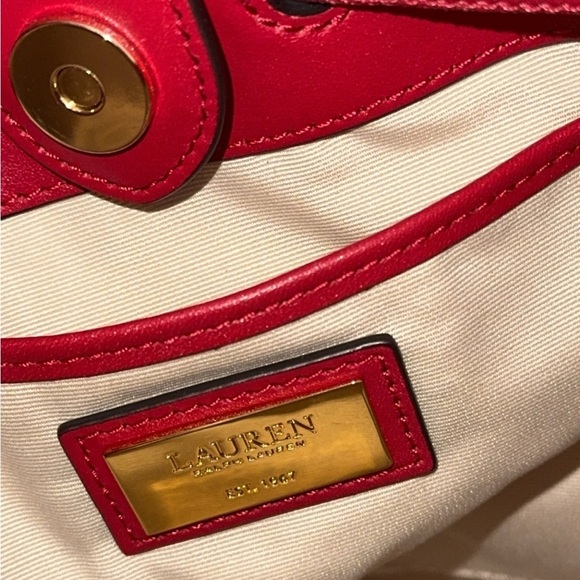 LAUREN RALPH LAUREN Andie Medium Leather Red Drawstring Bag AUTHENTIC NEW - Picture 11 of 12